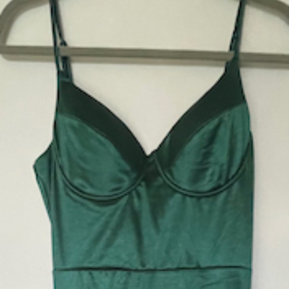 Fashion Nova Large Emerald Green Satin Gown